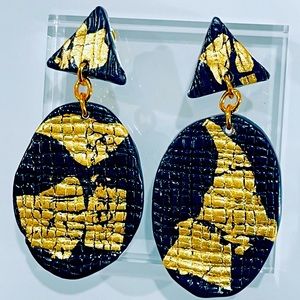 Abstract hand made clay earrings.